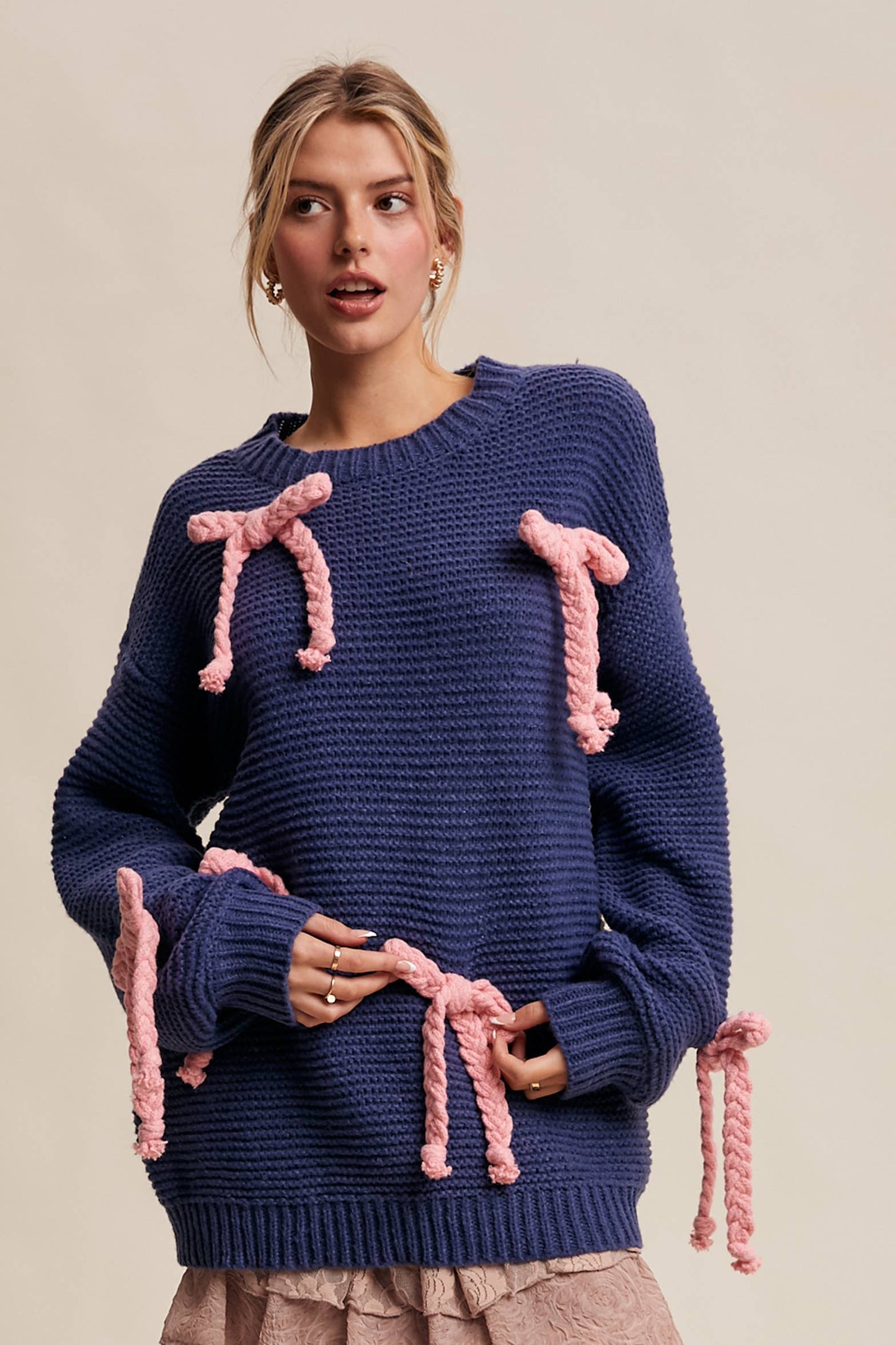 Chunky Bow Knit Sweater
