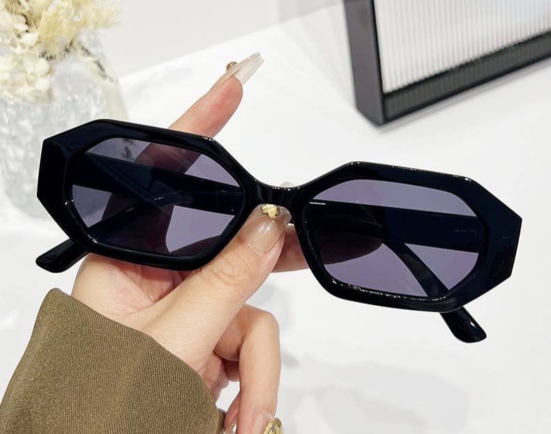 New geometric fashion polygon minimalistic sunglasses