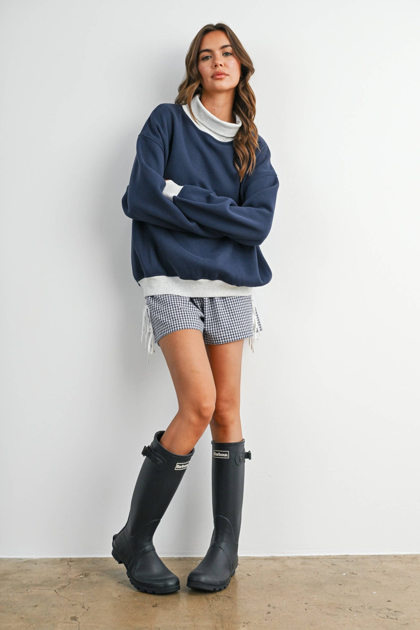 Cozy Contrast Turtleneck Sweatshirt