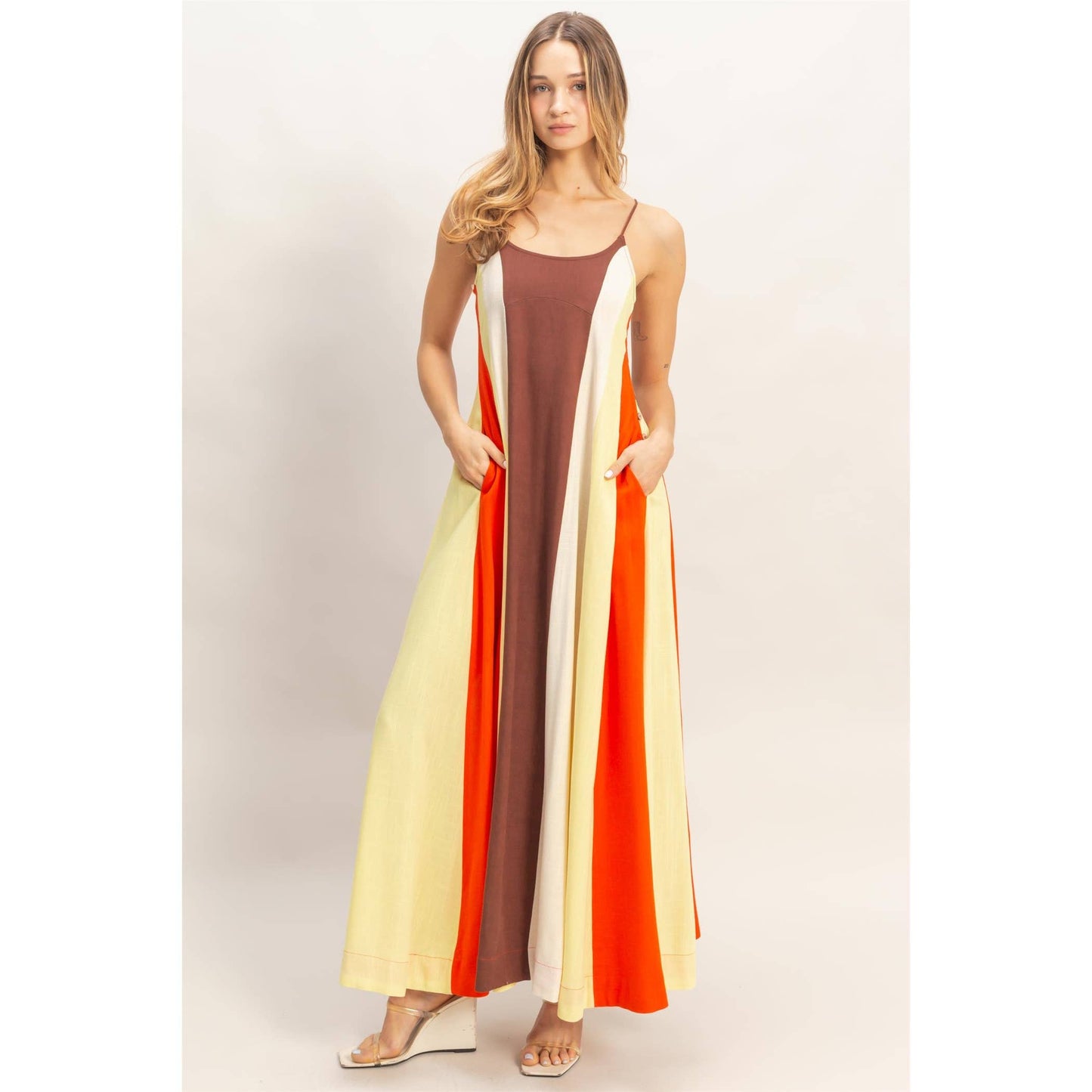 Strappy Colorblock Maxi Dress