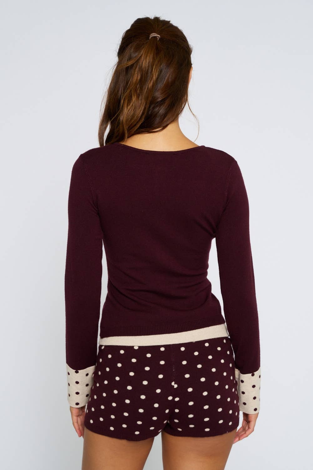 Button Down Polka Dot sleeve Cardigan