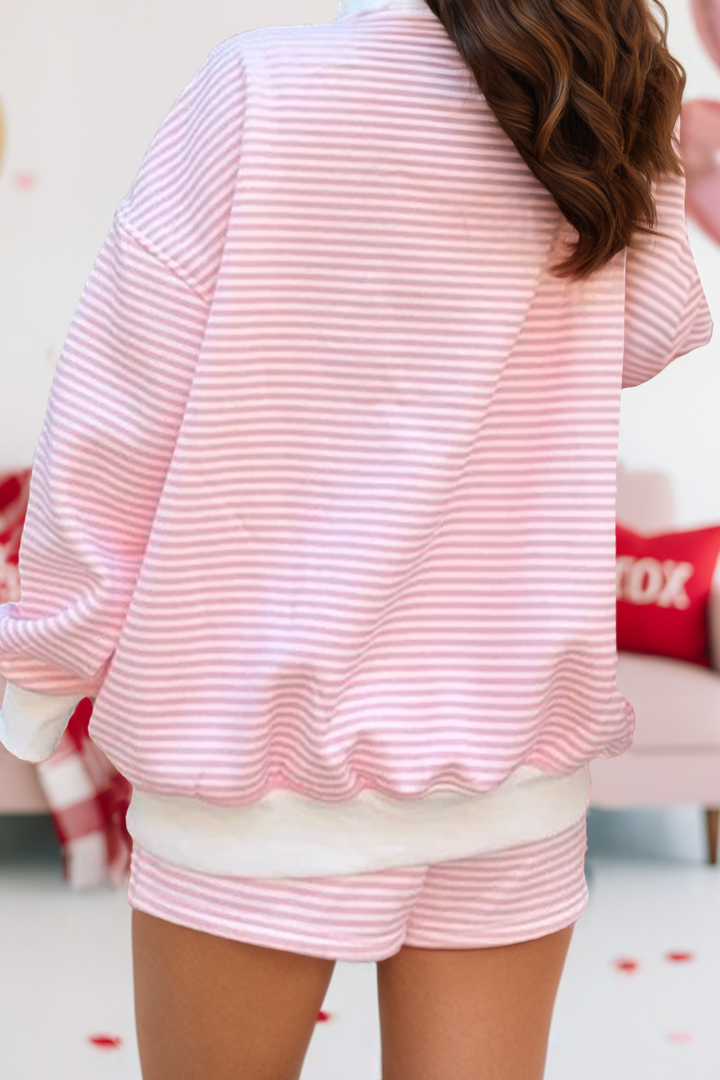 Valentine Oversize Mock Neck Sweatshirt and Shorts Set