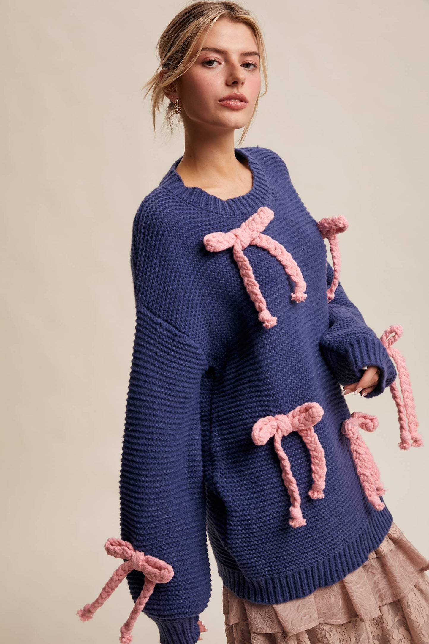 Chunky Bow Knit Sweater