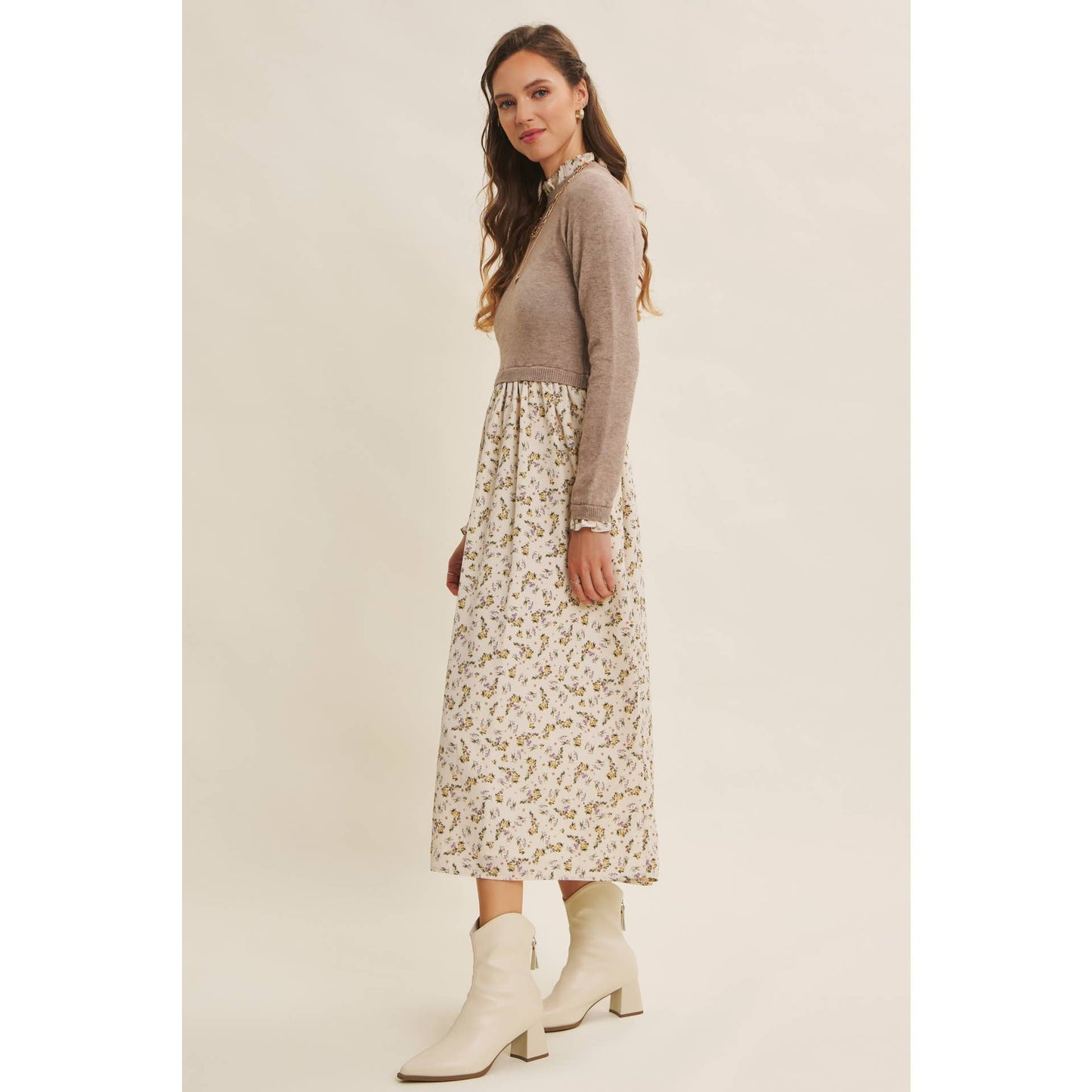 RUFFLED SWEATER DRESS