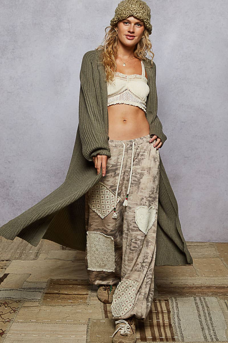 Open front long sleeves long cardigan sweater