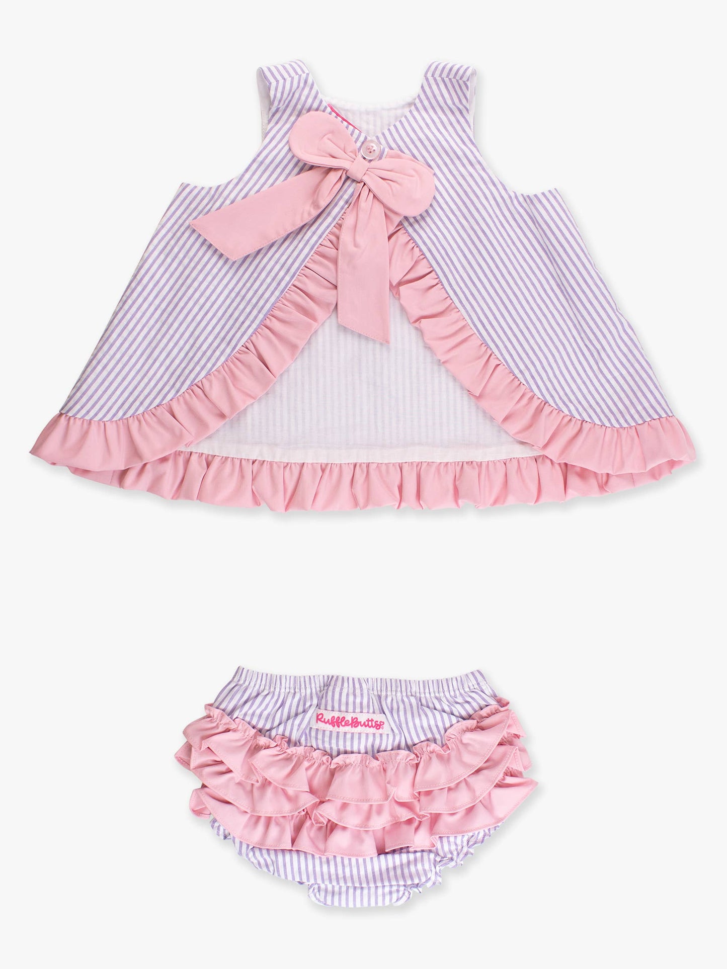 Baby Girls Wisteria Purple Signature Seersucker Ruffle Swing Top & Ruffle Bloomer Set