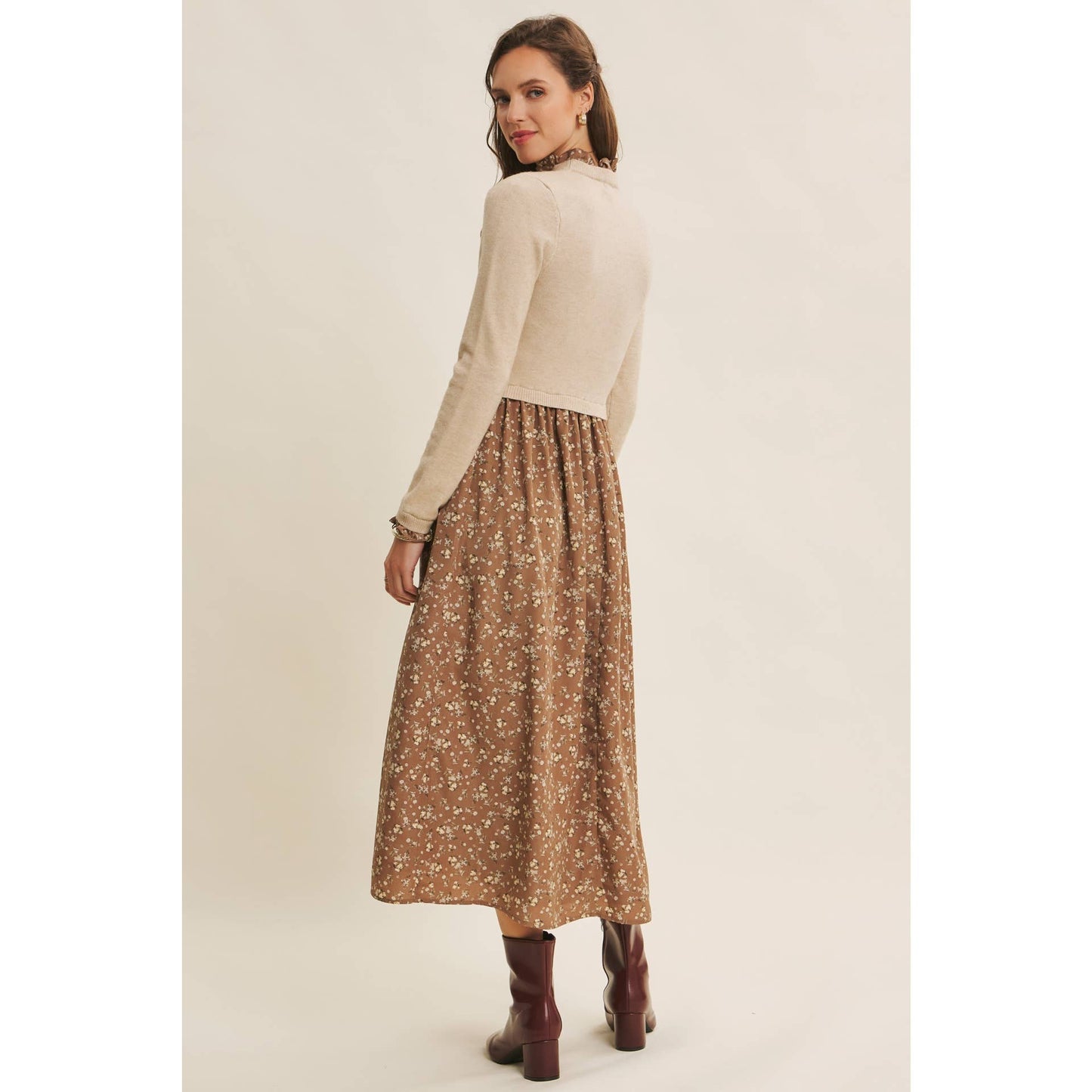 RUFFLED SWEATER DRESS