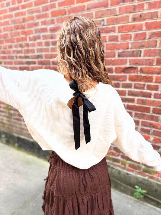 SWEATER WITH SATIN BACK TIE