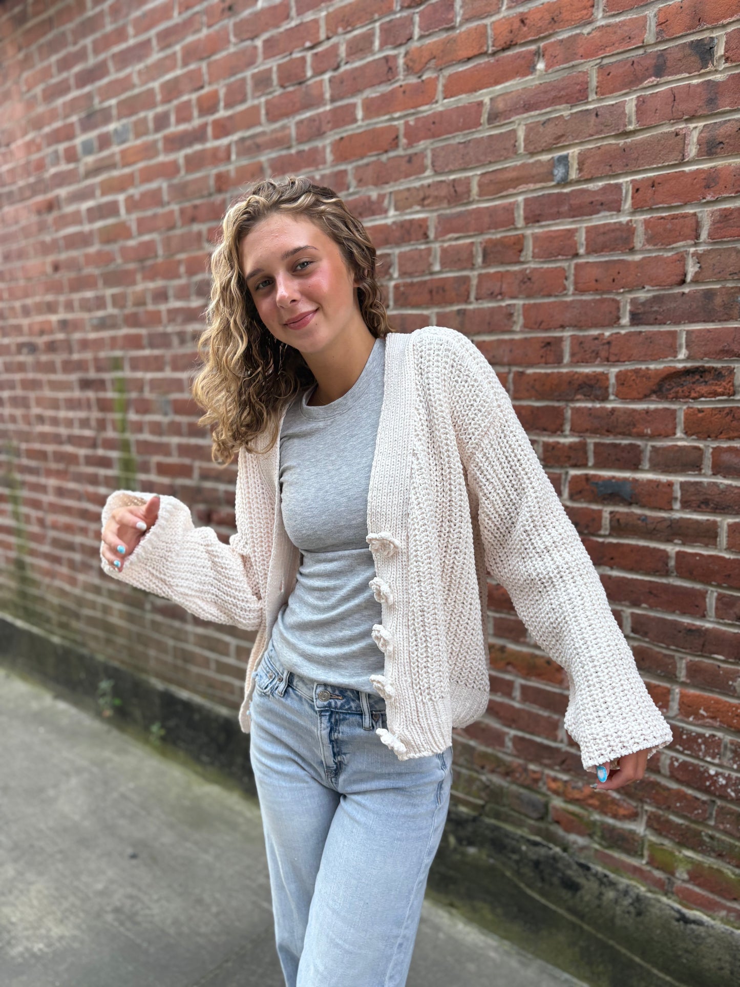 Long sleeve exaggerated button sweater cardigan top SALE