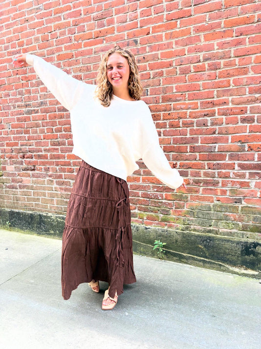 MIDI SKIRT WITH SIDE SLIT AND BOW