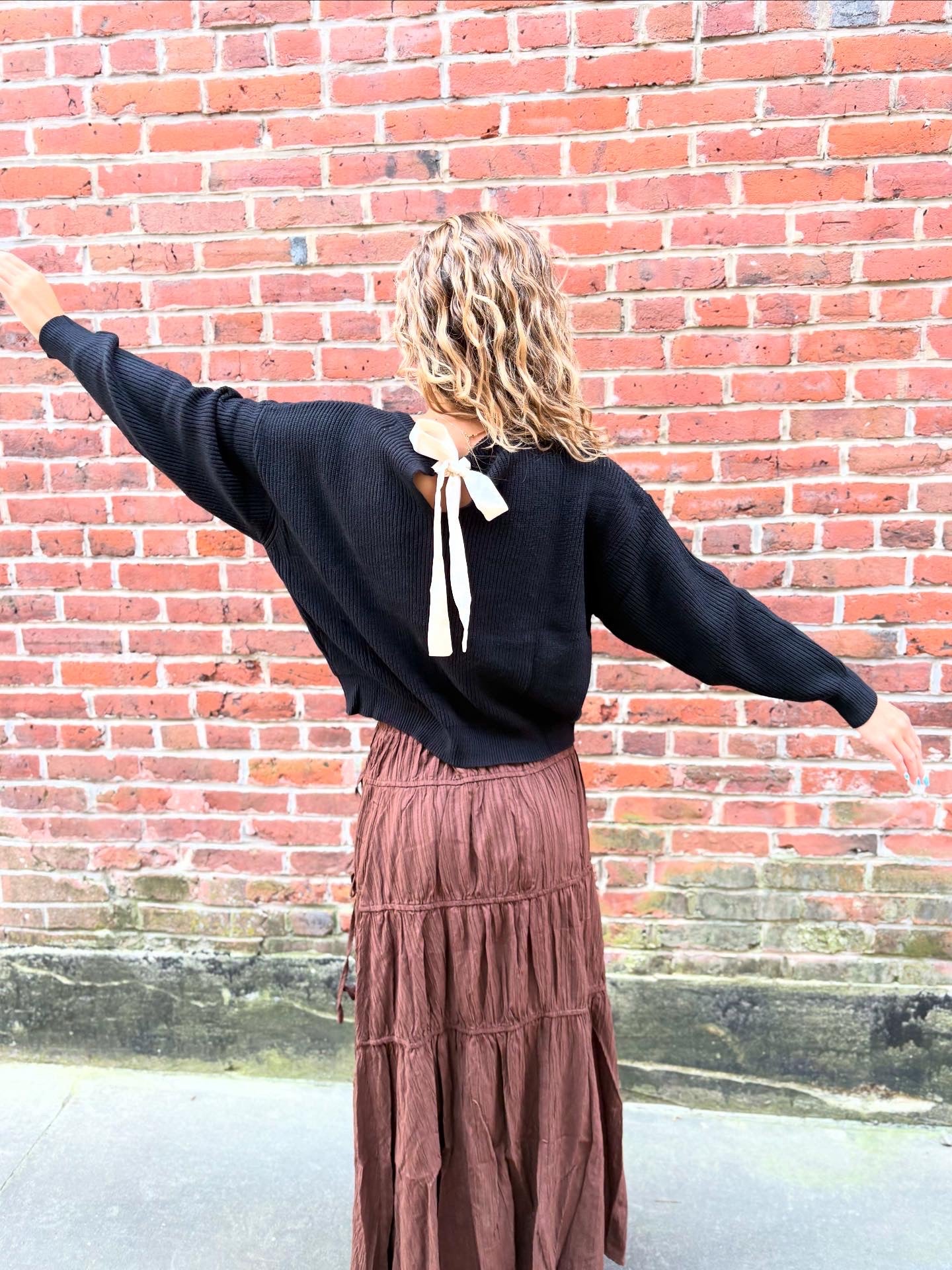 SWEATER WITH SATIN BACK TIE