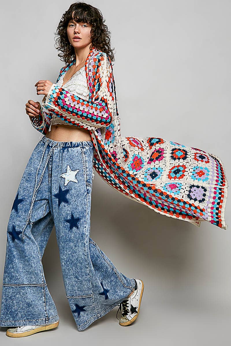 Long Sleeve Various Colors Crochet Cardigan