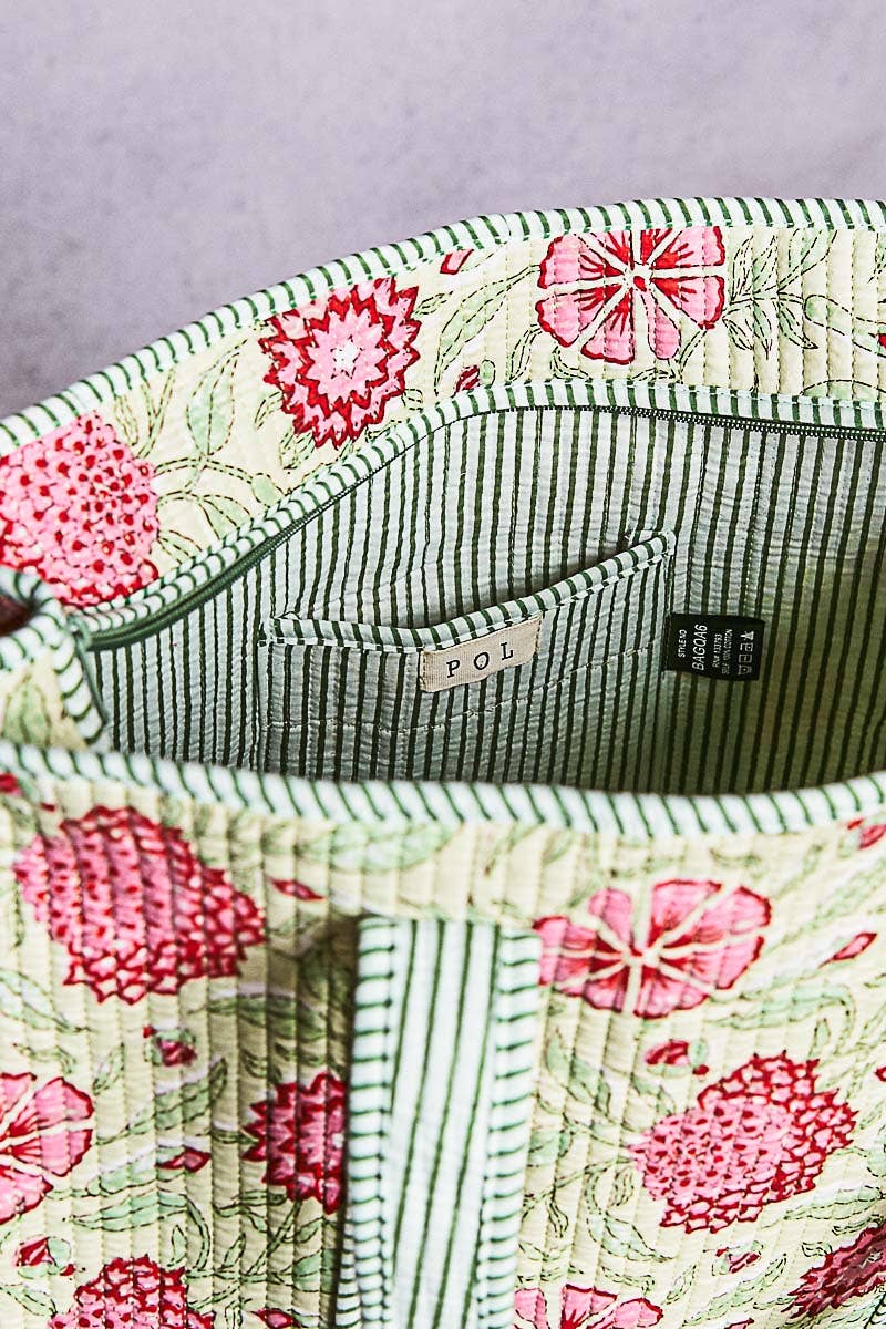 Bohemian Bias Tape Detail Roomy Fit Mint Tote Bag