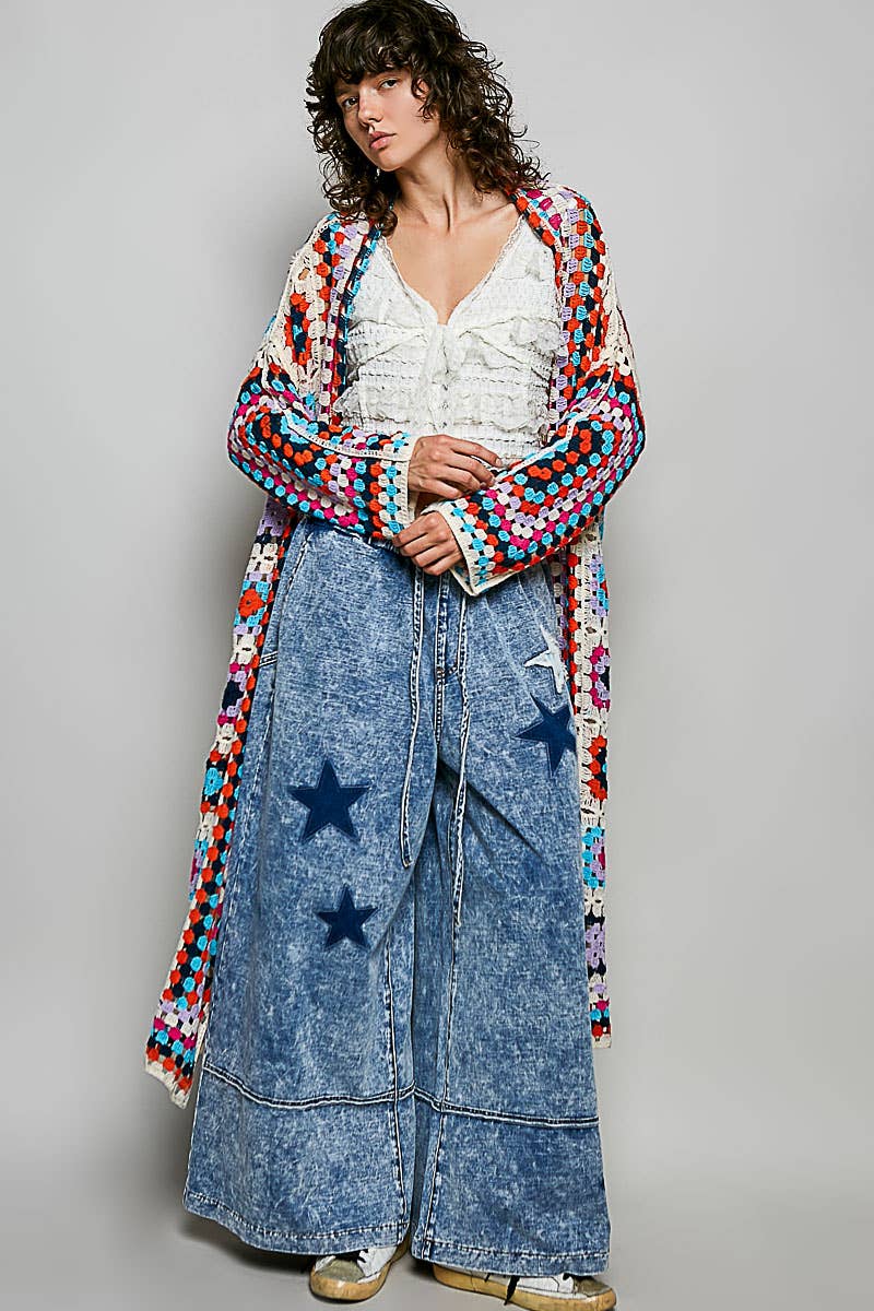 Long Sleeve Various Colors Crochet Cardigan