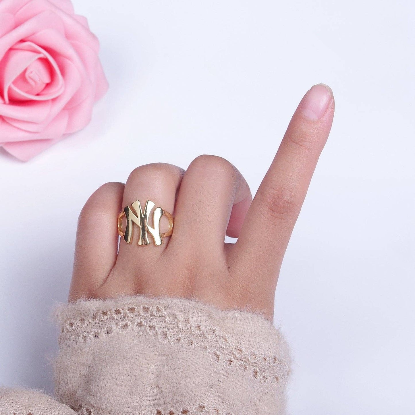 Gold New York NY Yankees Baseball Statement Ring | R032