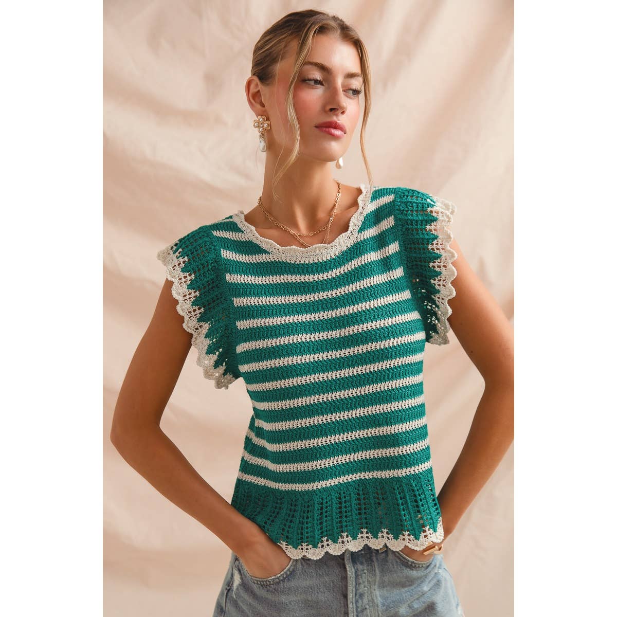 STRIPE LIGHTWEIGHT SWEATER TOP