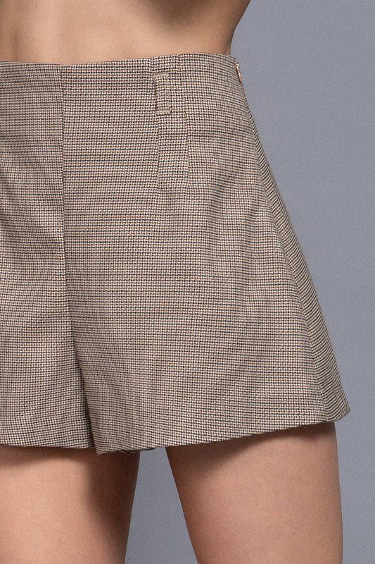 Checked High Waist Shorts