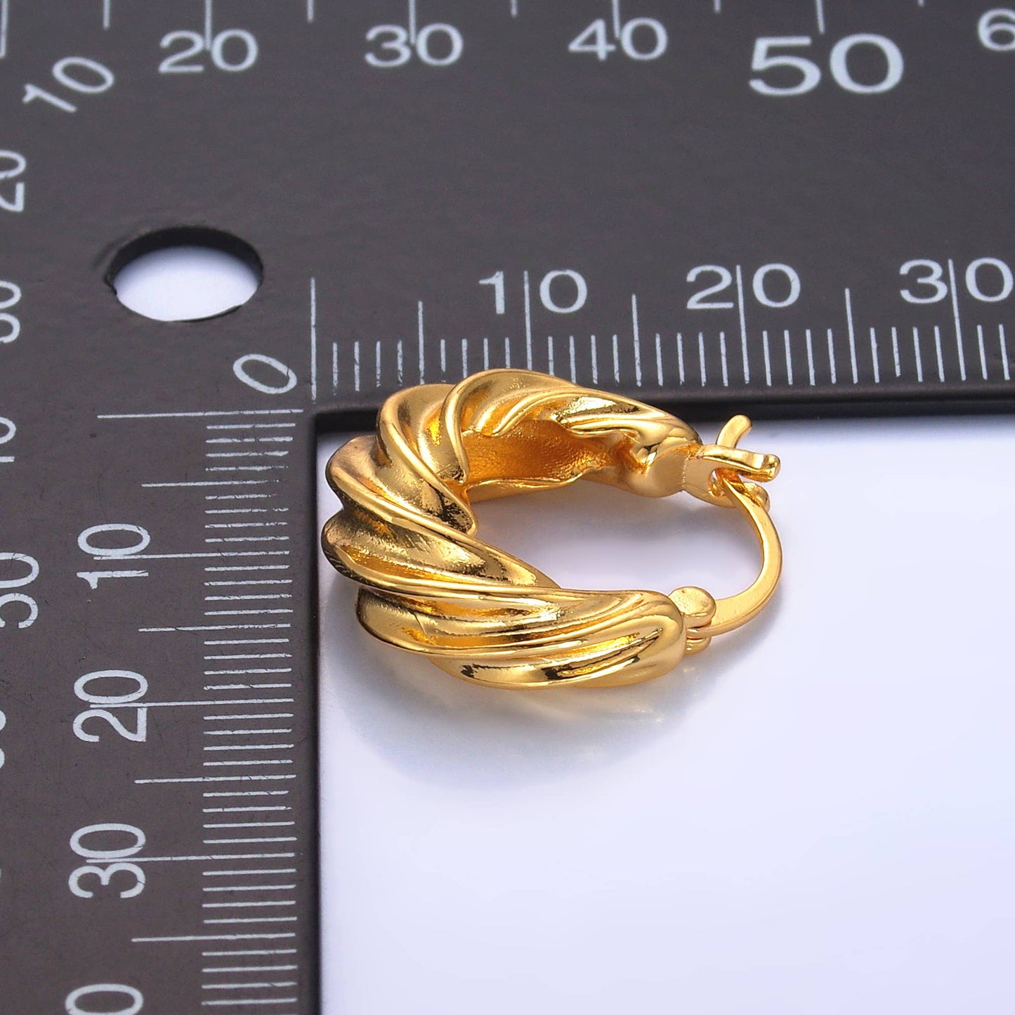 24K Gold Filled 20mm Twisted Dome Latch Hoops | AB-351