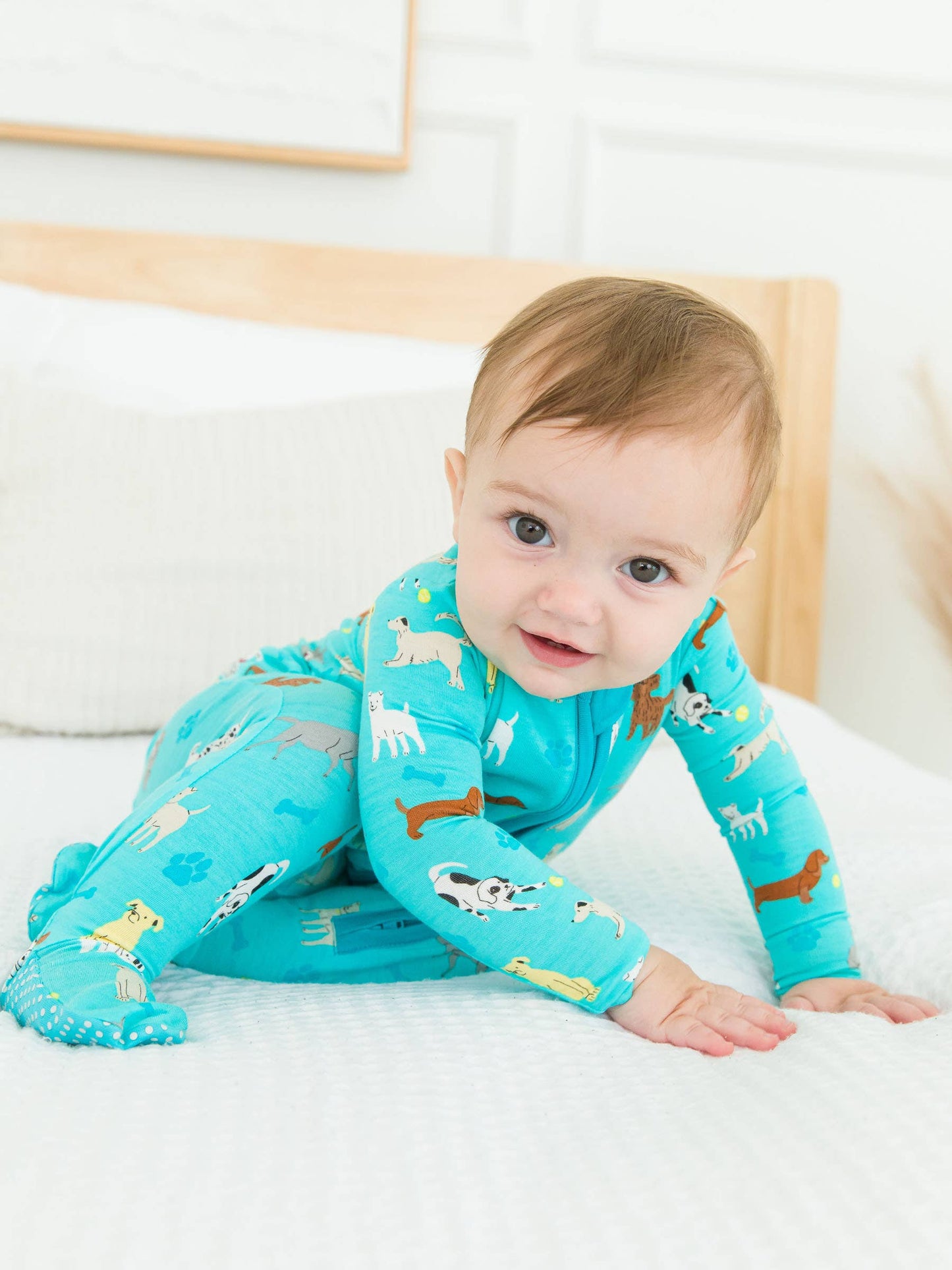 SoftSnooze™ Baby Boys Bamboo Viscose Puppy Playtime Footed One Piece Pajama