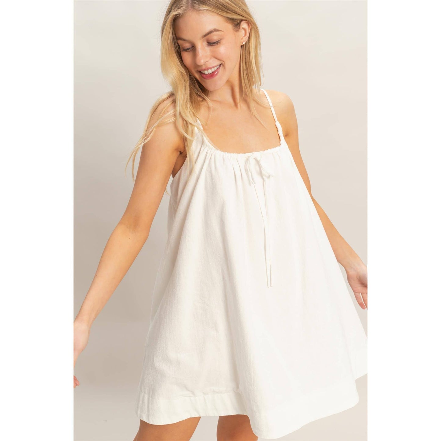 Gathered Tie Strap Dress