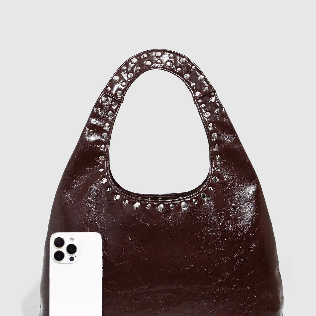 Vintage Punk Studded Large Shoulder Bag