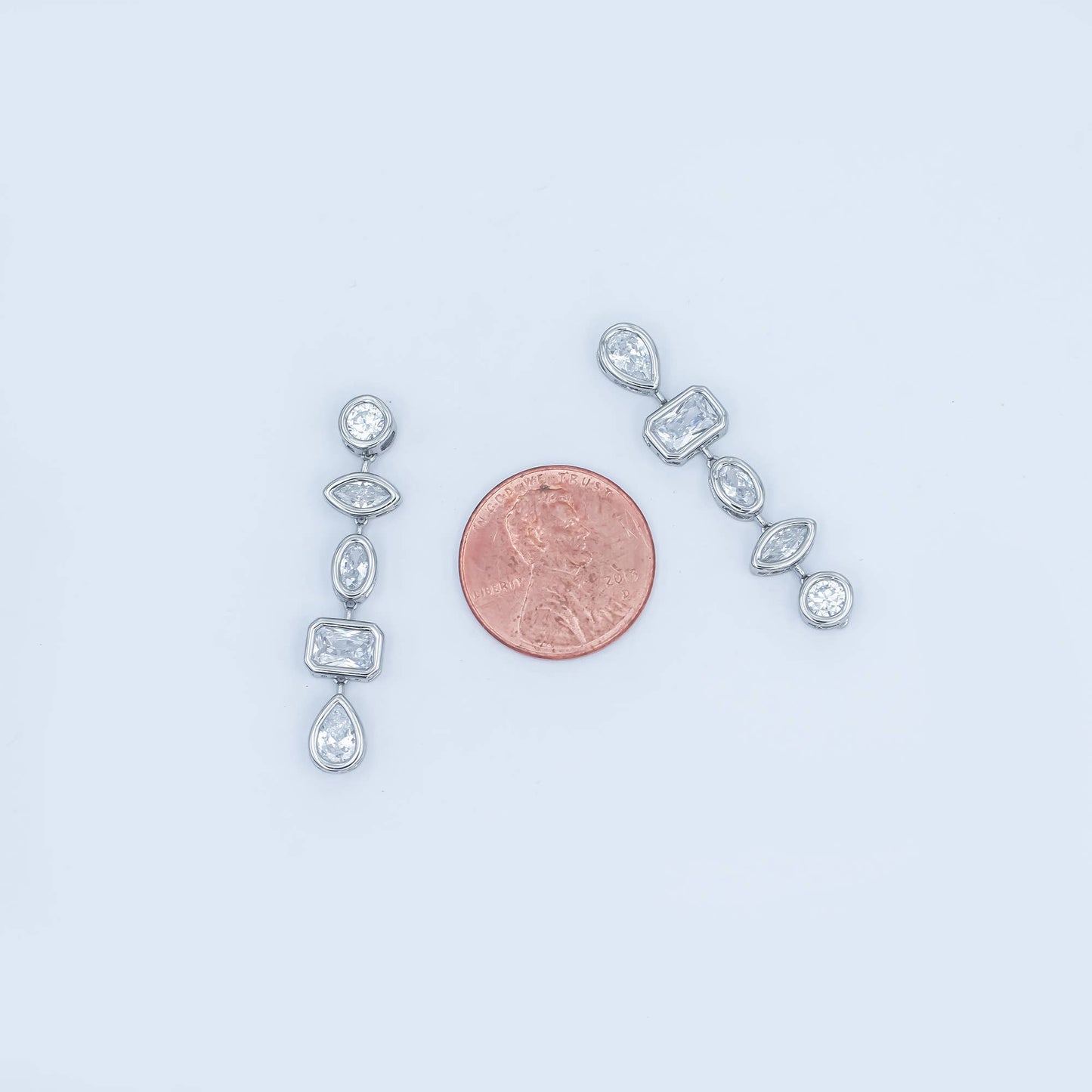 24K Gold Filled Geometric CZ Bezel Drop Stud Earrings in Gold & Silver | AB678 AB679