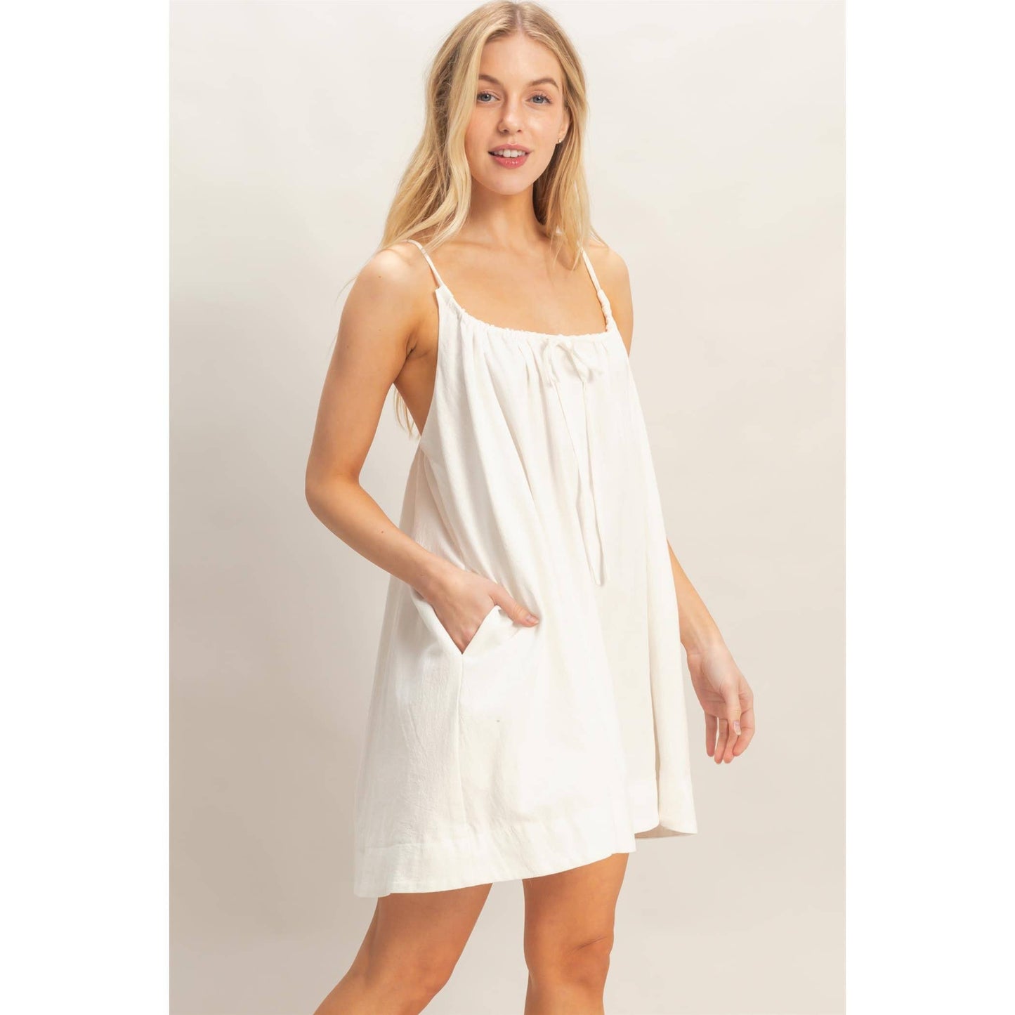 Gathered Tie Strap Dress