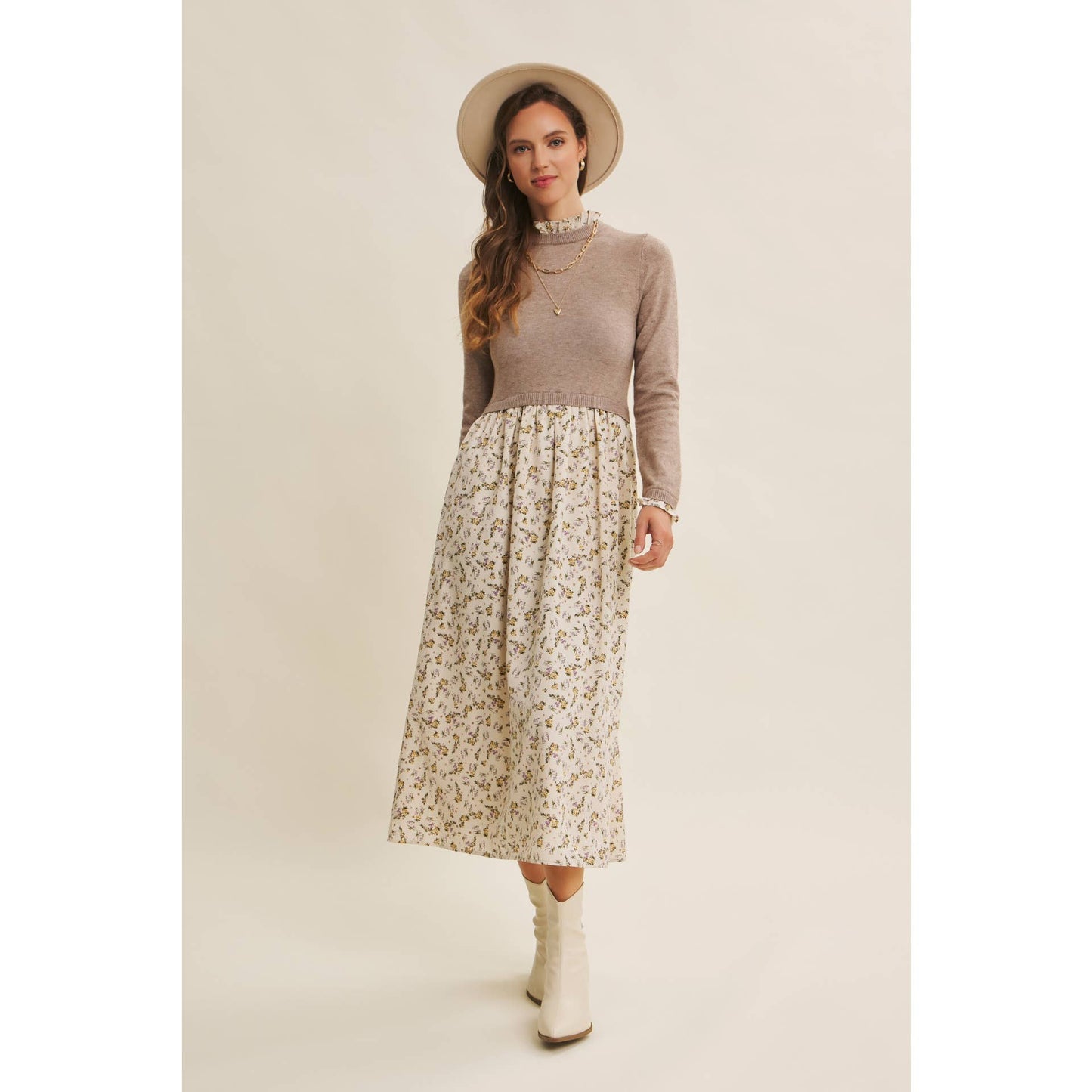 RUFFLED SWEATER DRESS