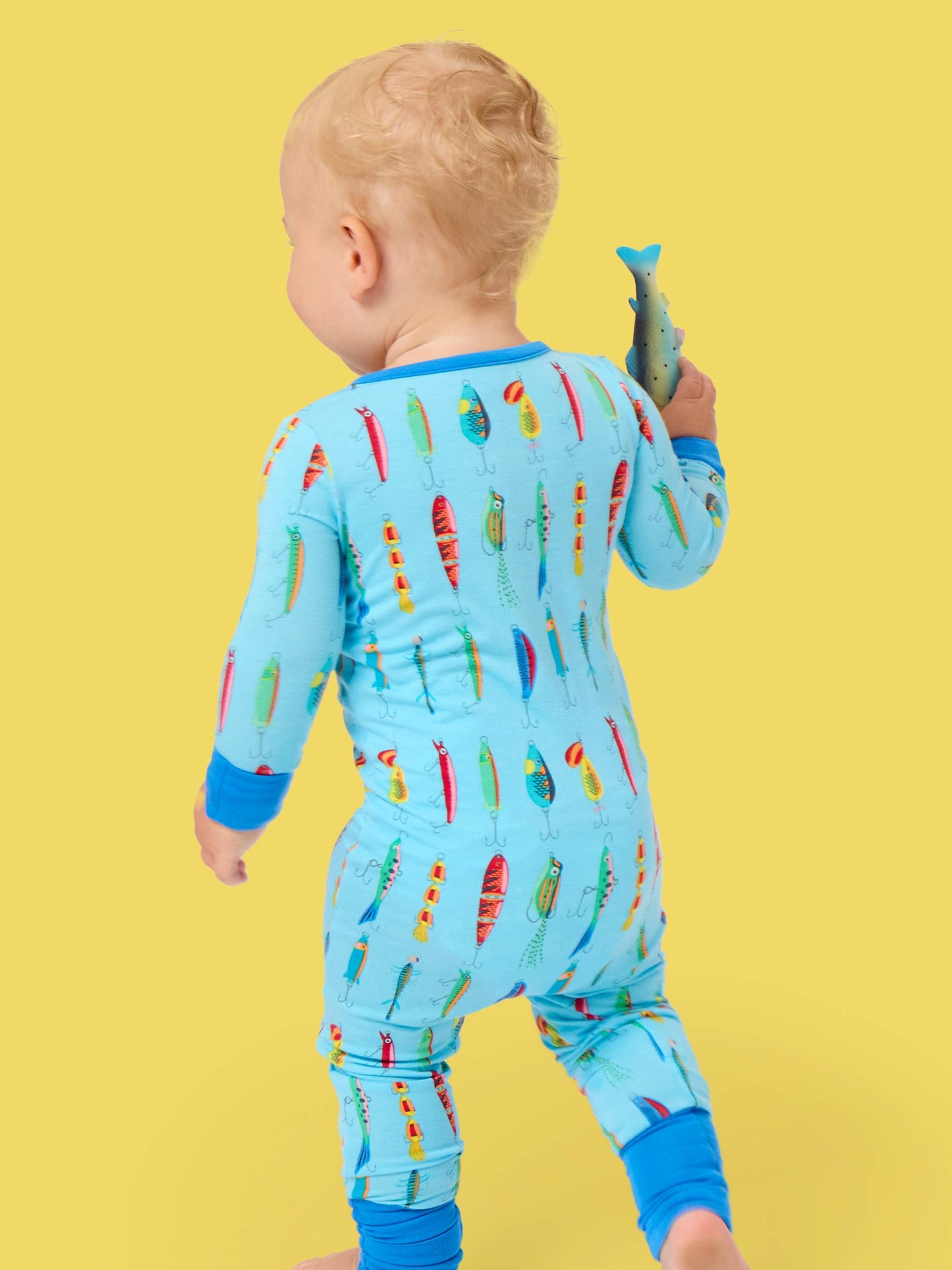 SoftSnooze™ Baby Bamboo Viscose Gone Fishin Convertible One Piece Footie Pajama