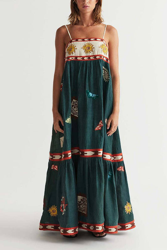 Printed Spaghetti Sleeveless Maxi Dress JRM075