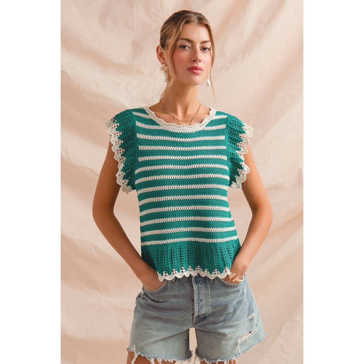 STRIPE LIGHTWEIGHT SWEATER TOP