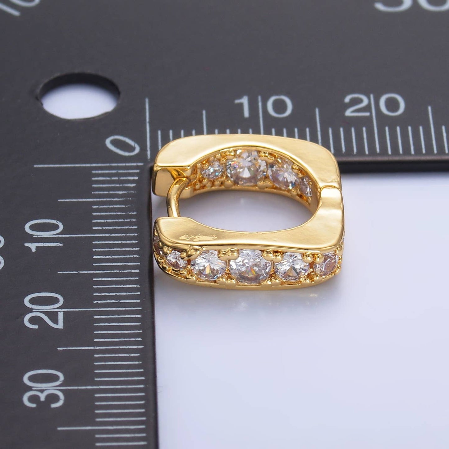 Modern Square Hoop Earring with CZ Stone