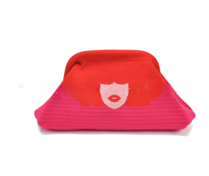 Stripe Knit Cosmetic Bag Beach Knit Clutch Pouch
