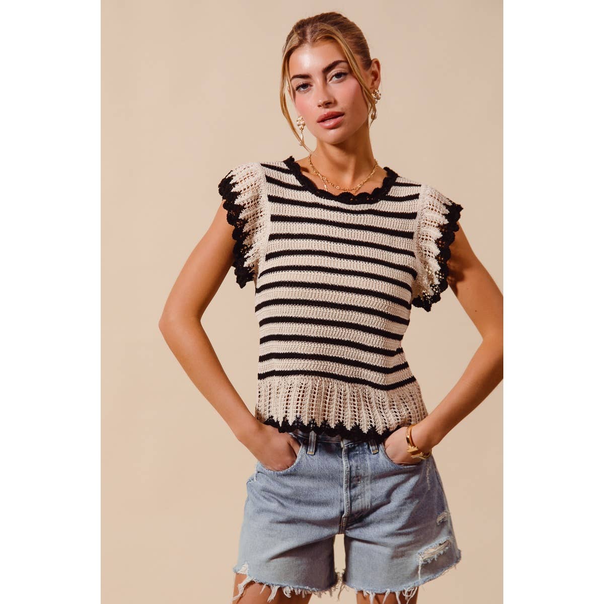 STRIPE LIGHTWEIGHT SWEATER TOP