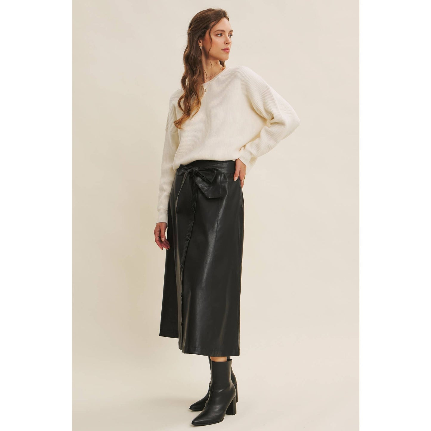 SWEATER WITH SATIN BACK TIE
