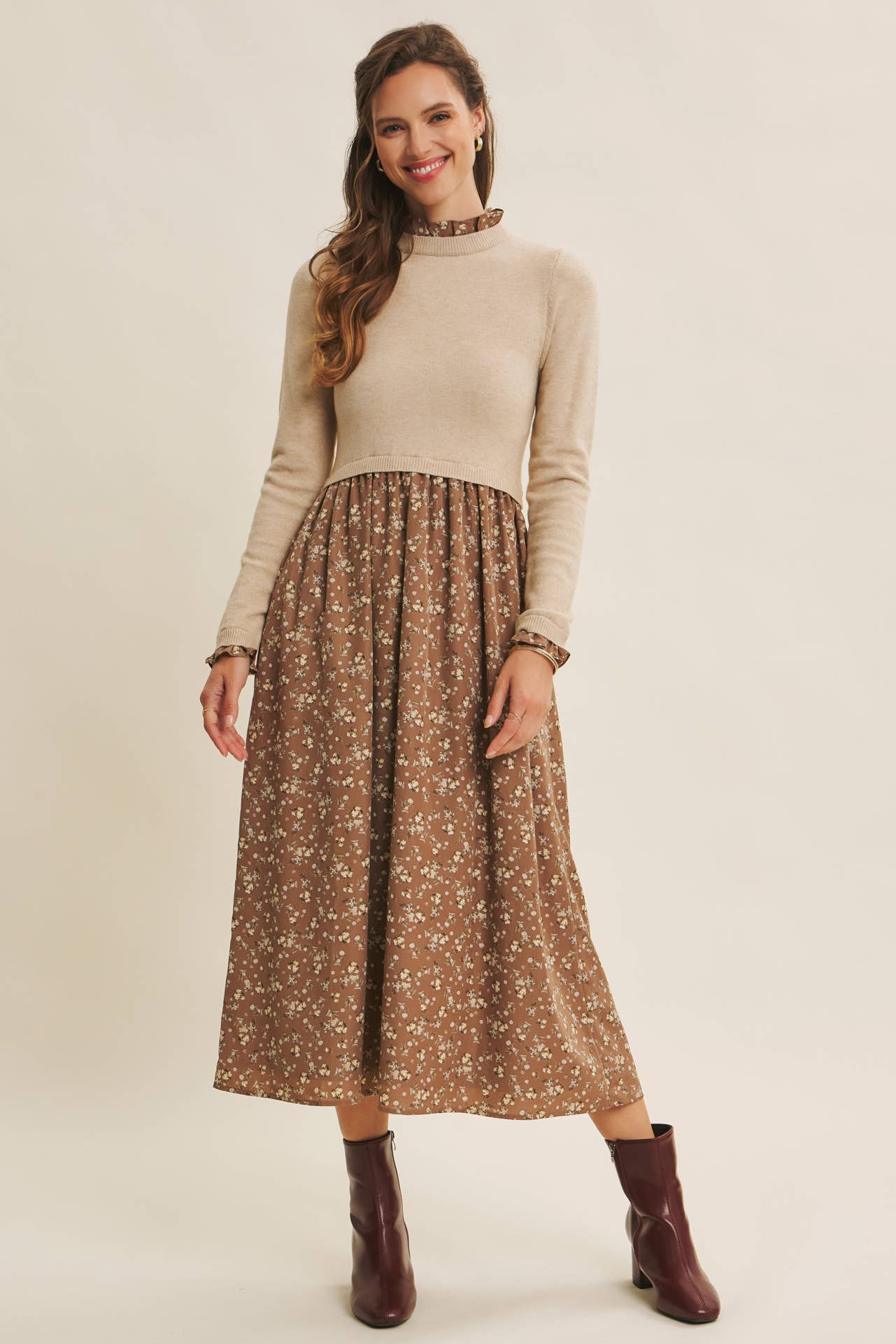 RUFFLED SWEATER DRESS