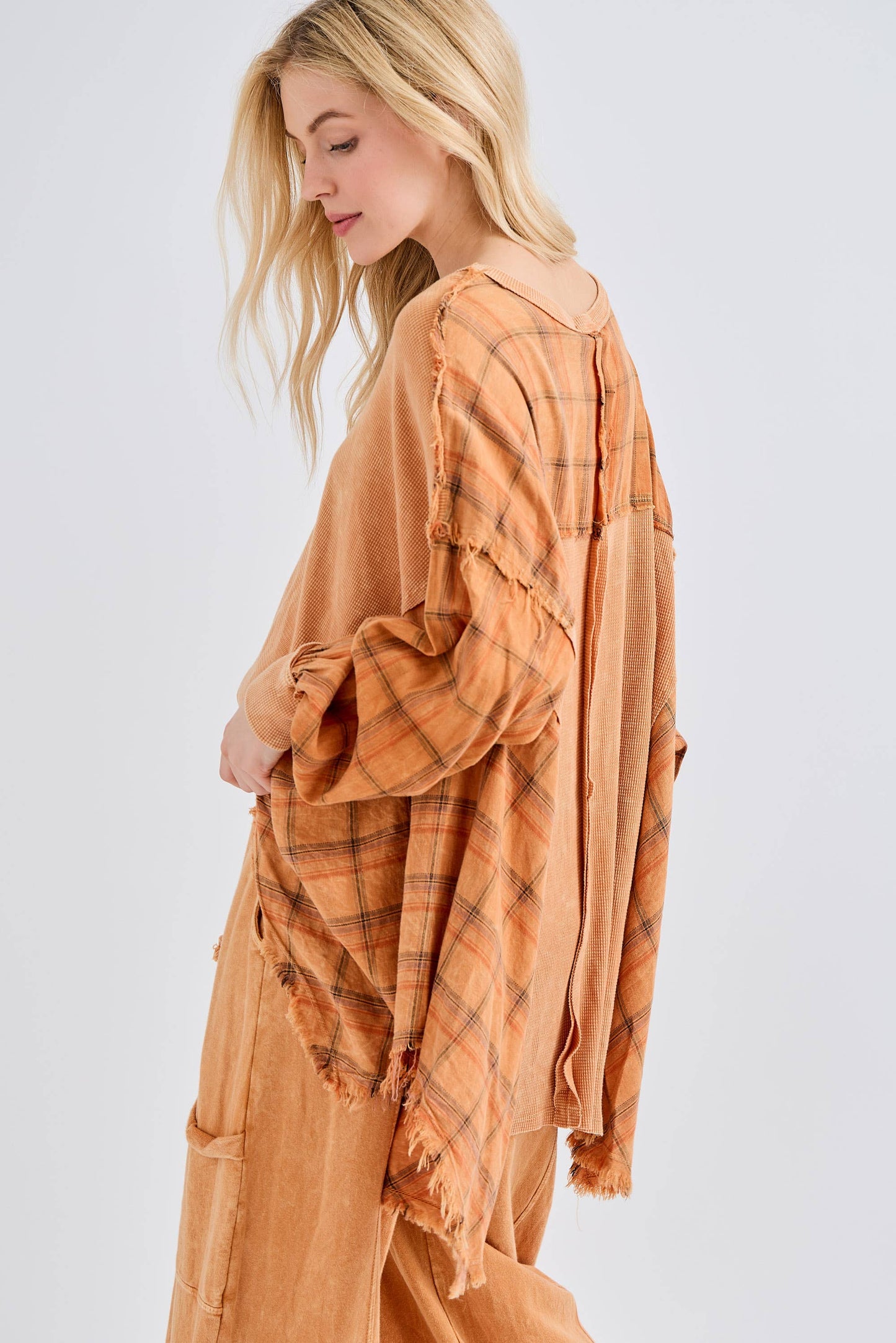 Feel like gypsy Oversized top with Plaid Flannel