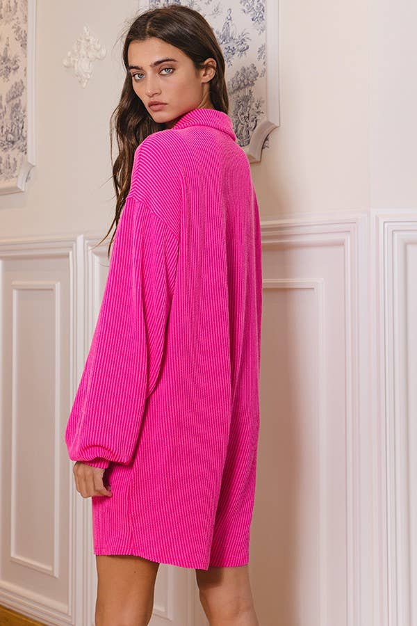 R5364 | [OUTLET SALE] Oversize Button Up Collard Knit Romper