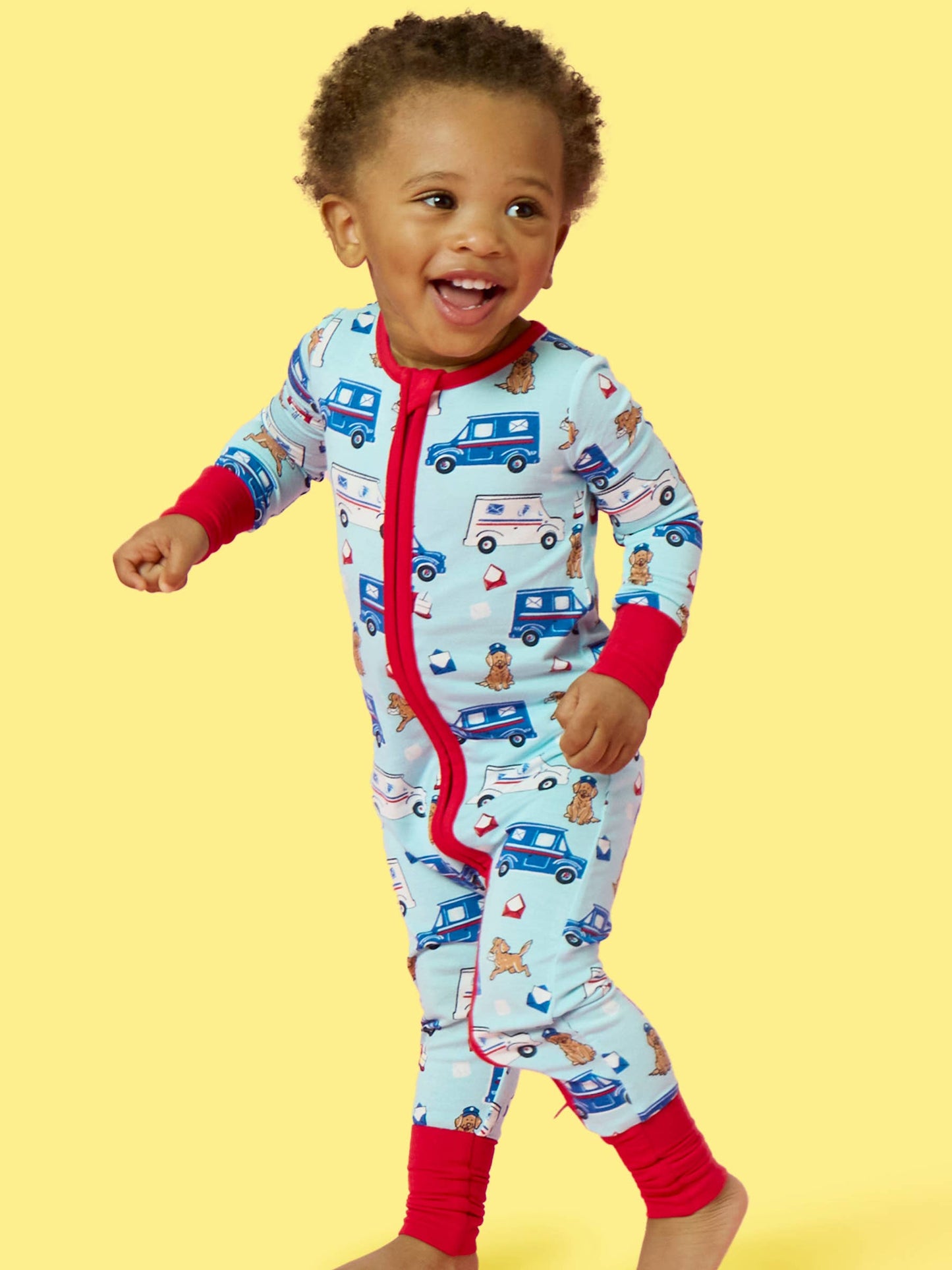 SoftSnooze™ Baby Bamboo Viscose Postal Pups Mail Convertible One Piece Footie Pajama