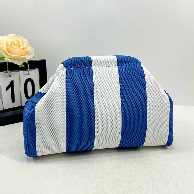 Color-block Striped Knit Cosmetic Bag Beach Knit Clutch