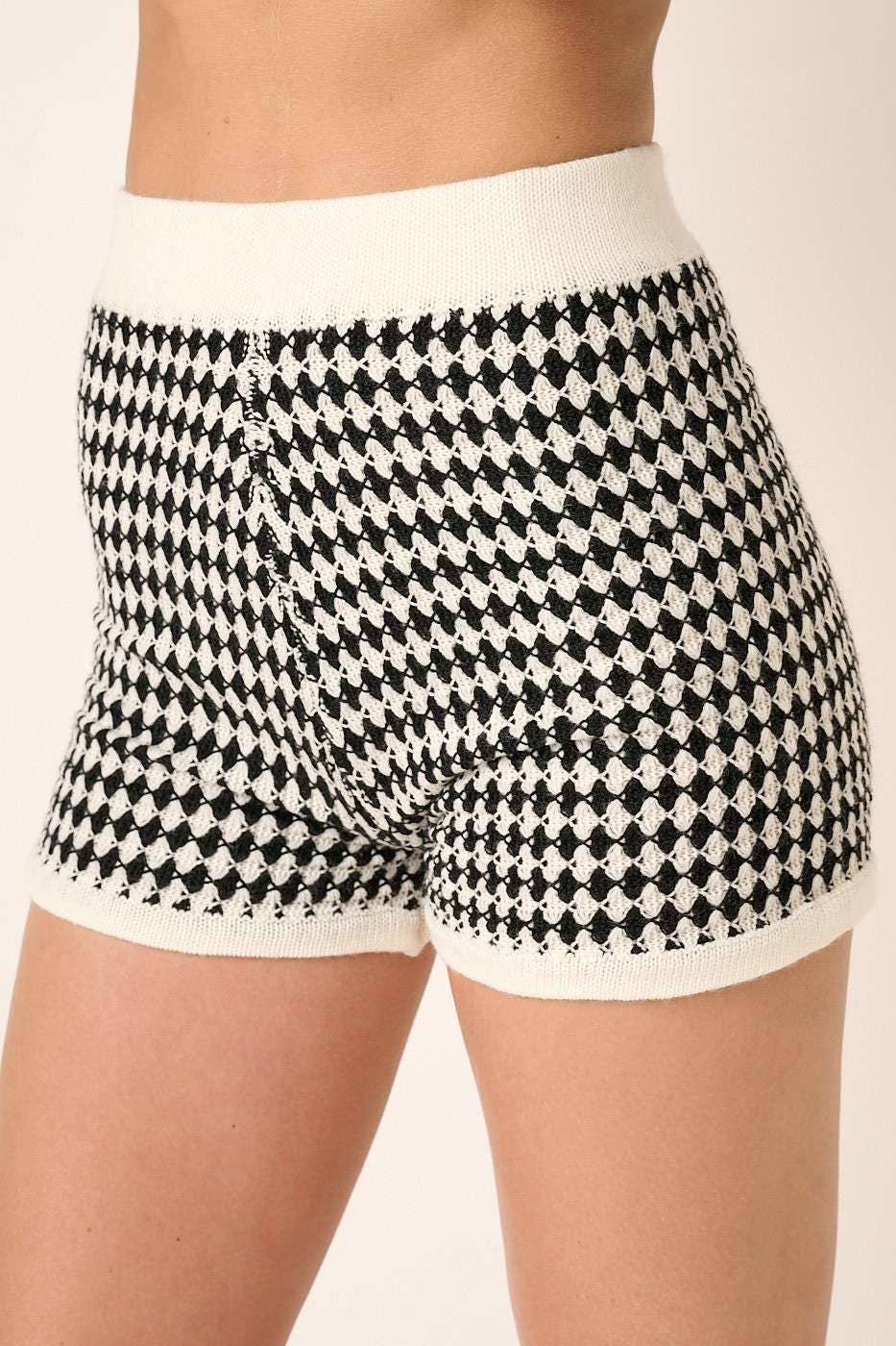 ARGYLE PATTERN SWEATER SHORTS