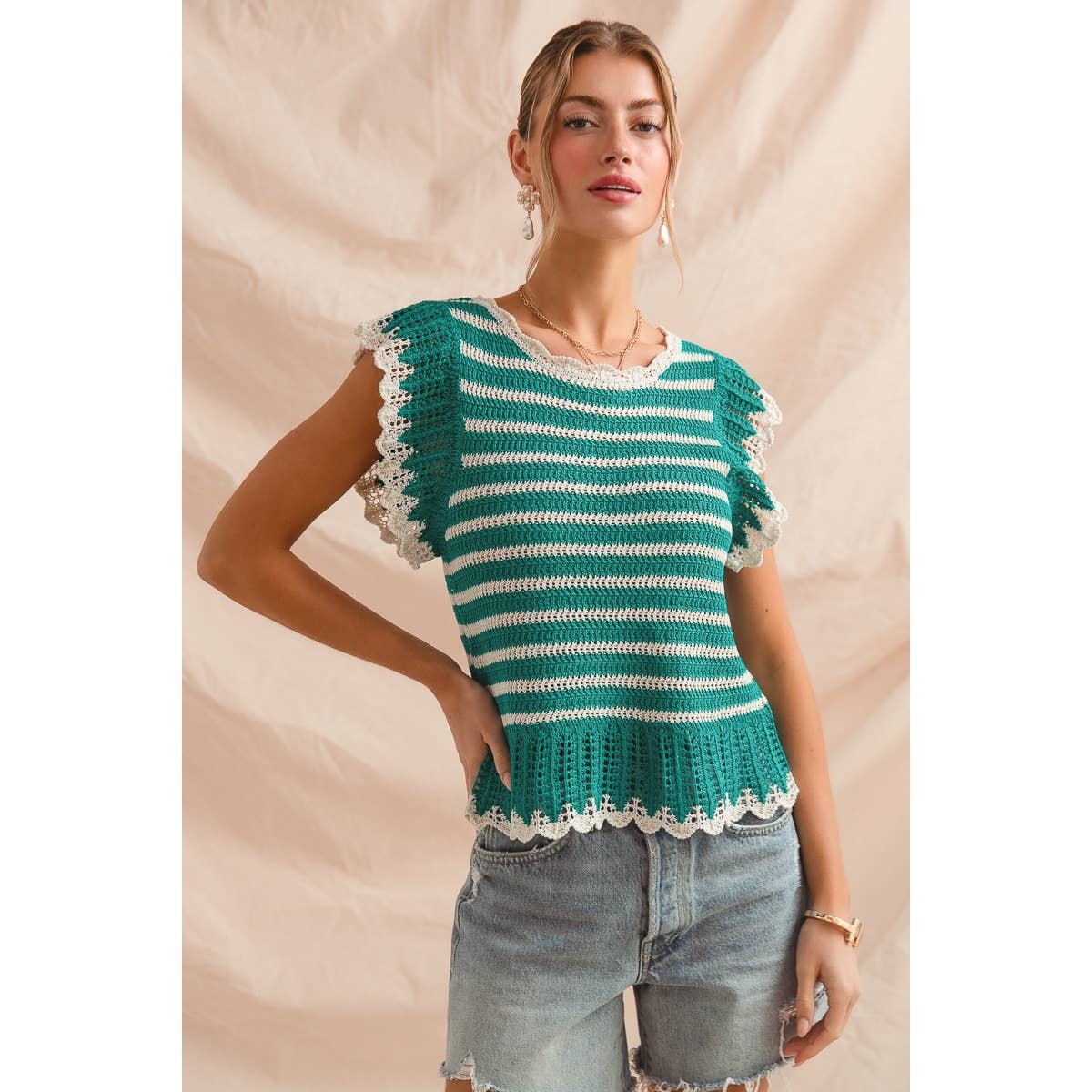 STRIPE LIGHTWEIGHT SWEATER TOP