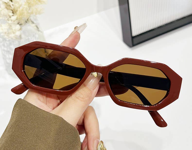 New geometric fashion polygon minimalistic sunglasses