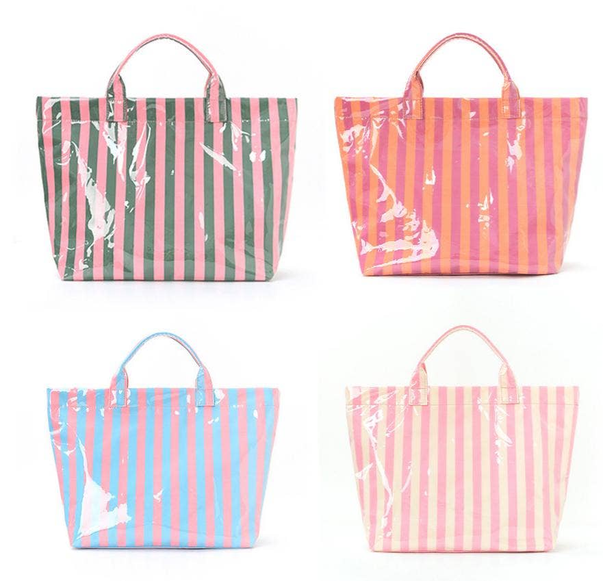 Color block Striped Tote Bag PVC Handbag