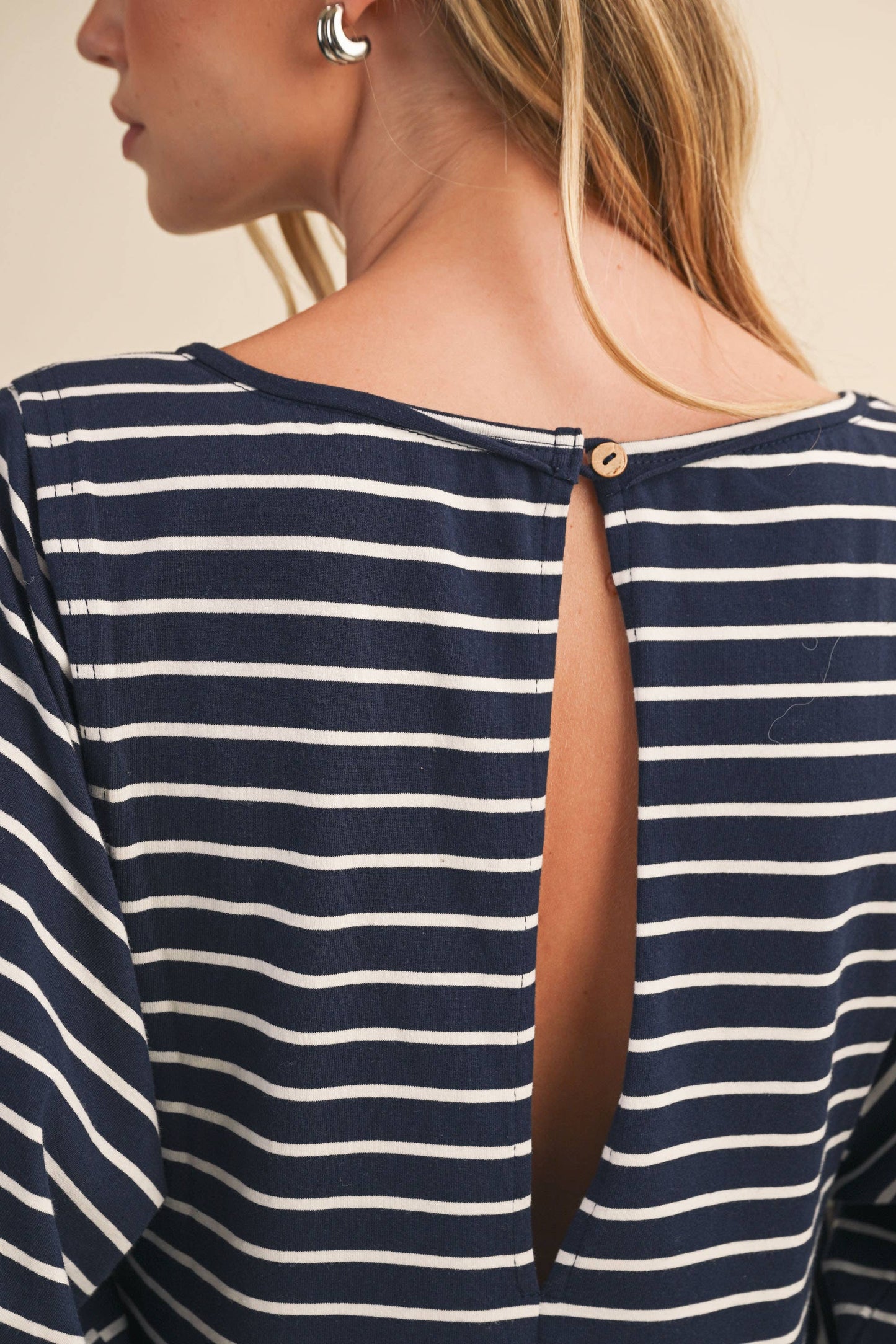 STRIPED FRONT POCKET GODET FLOWY ROMPER