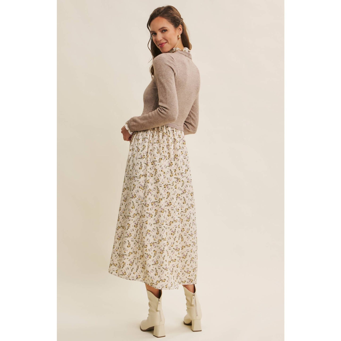 RUFFLED SWEATER DRESS