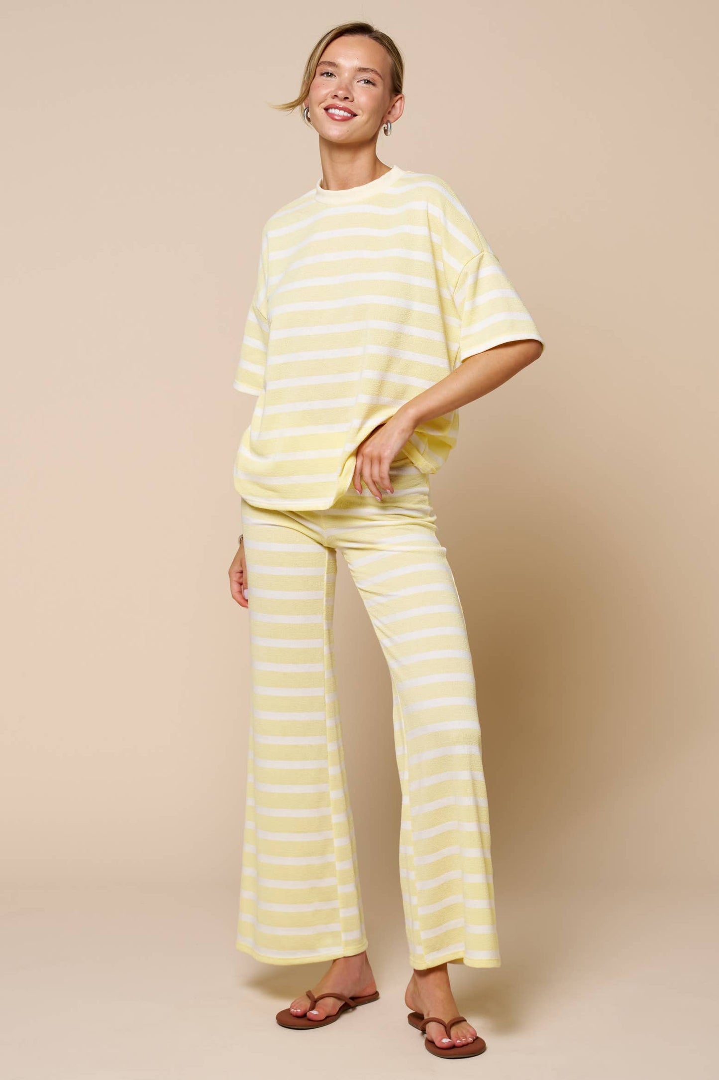 Striped Short Sleeve Knit Top