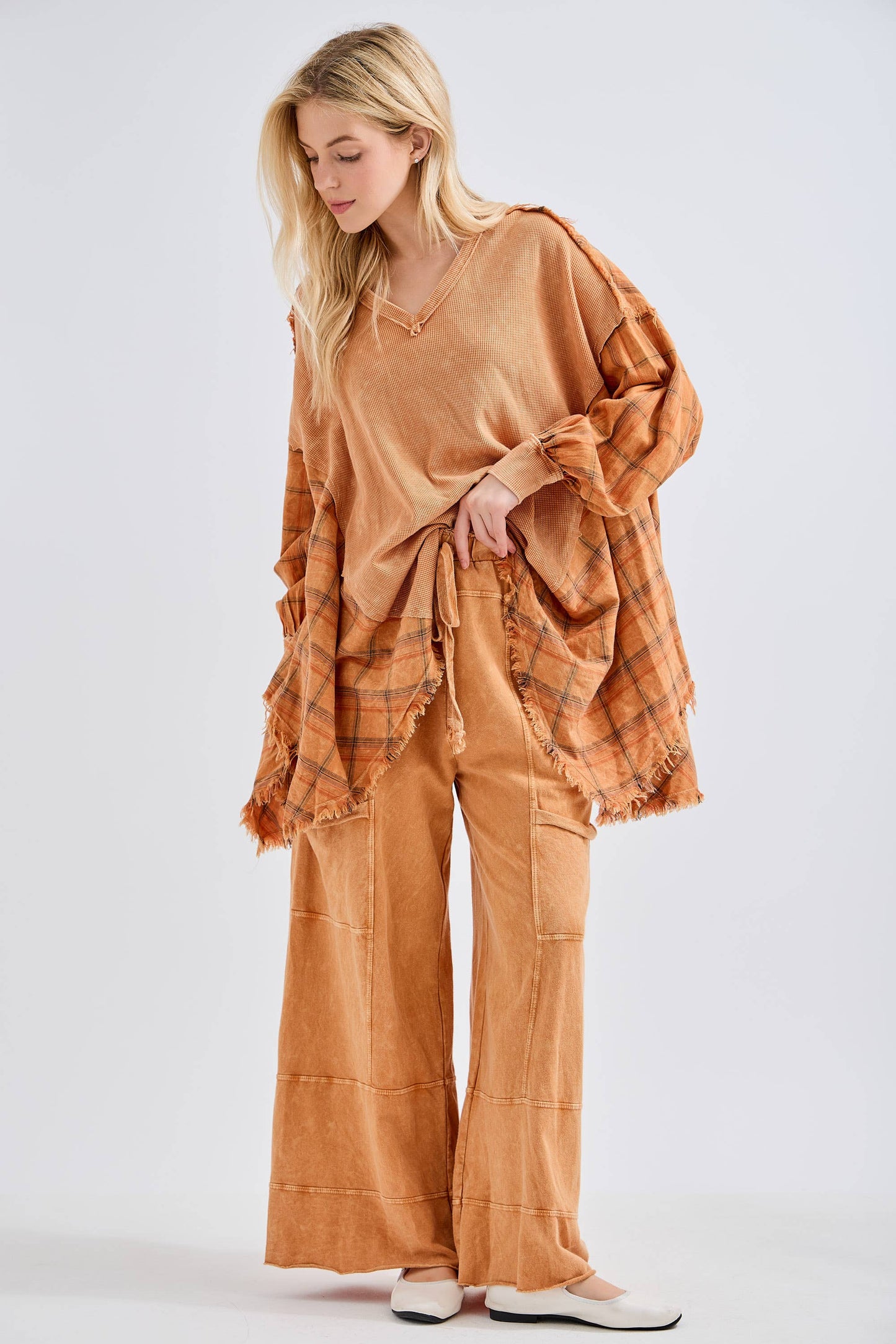 Feel like gypsy Oversized top with Plaid Flannel