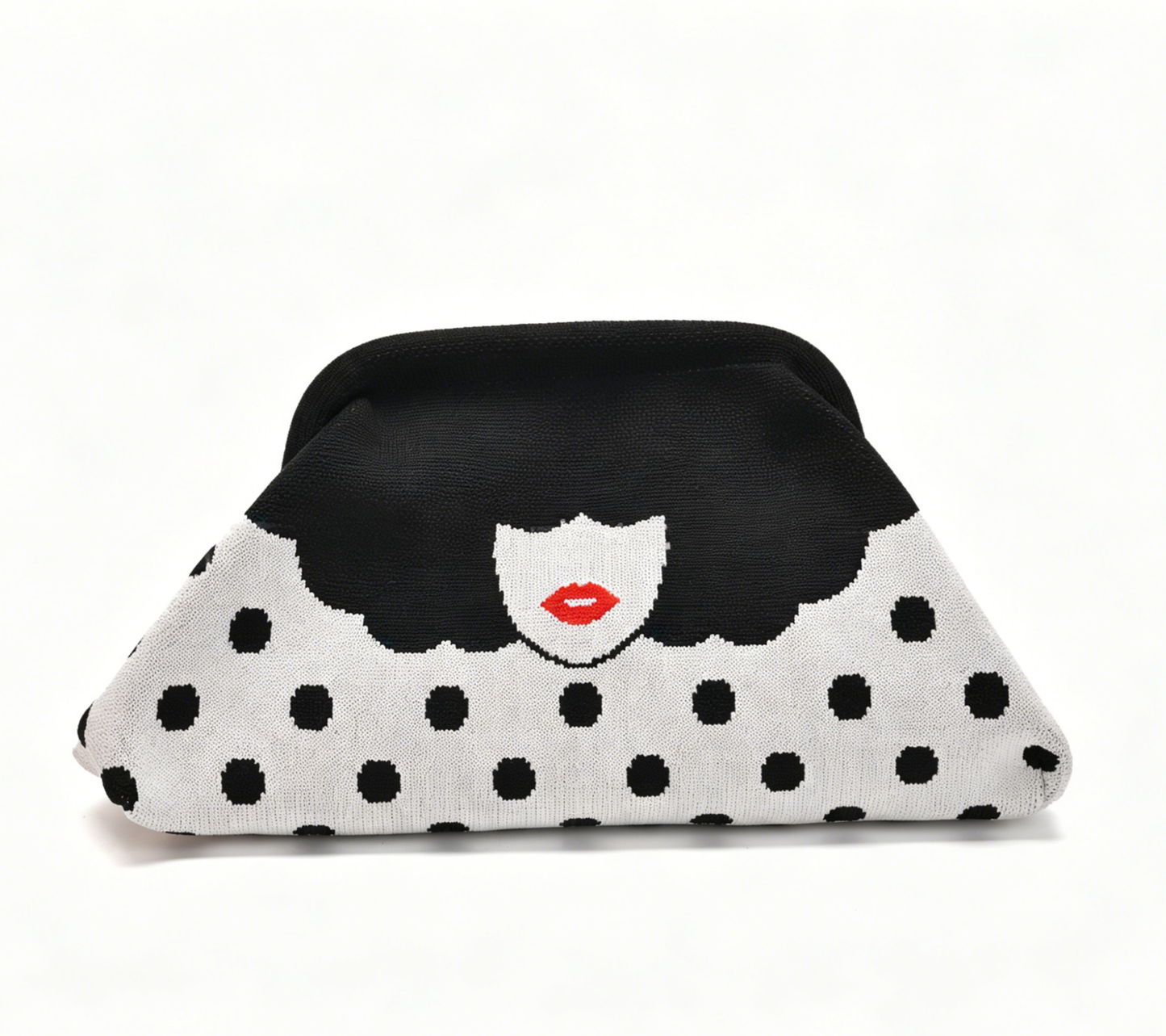 Stripe Knit Cosmetic Bag Beach Knit Clutch Pouch