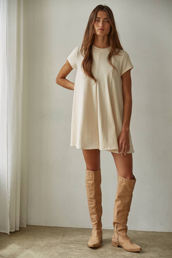 Knit Short Sleeve Flare Tunic Top